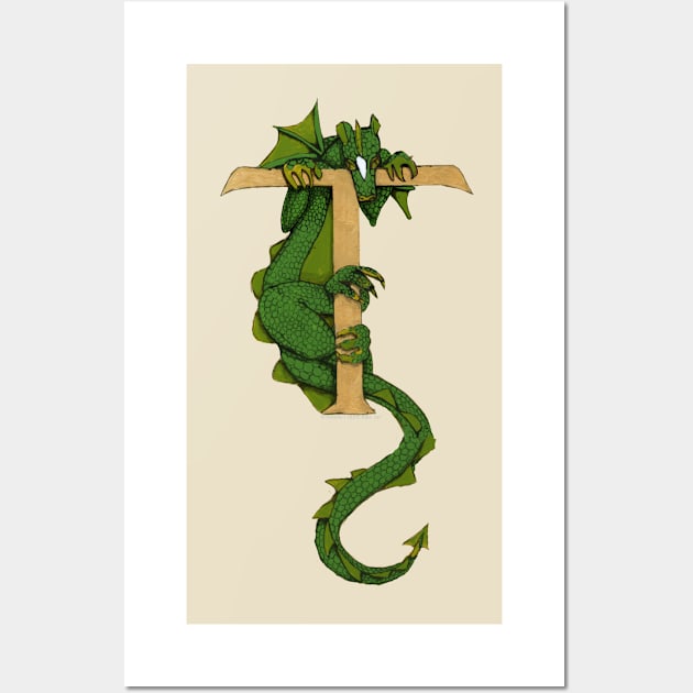 Green Dragon Letter T 2023 Wall Art by Donnahuntriss